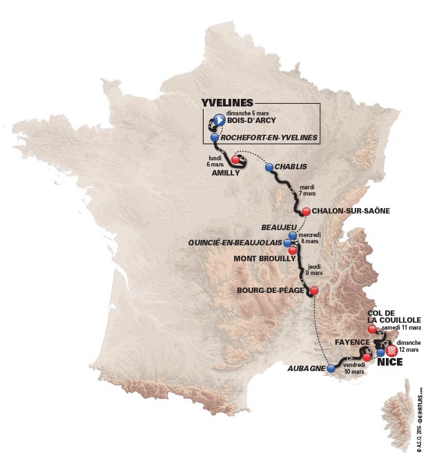 2017 Paris-Nice map